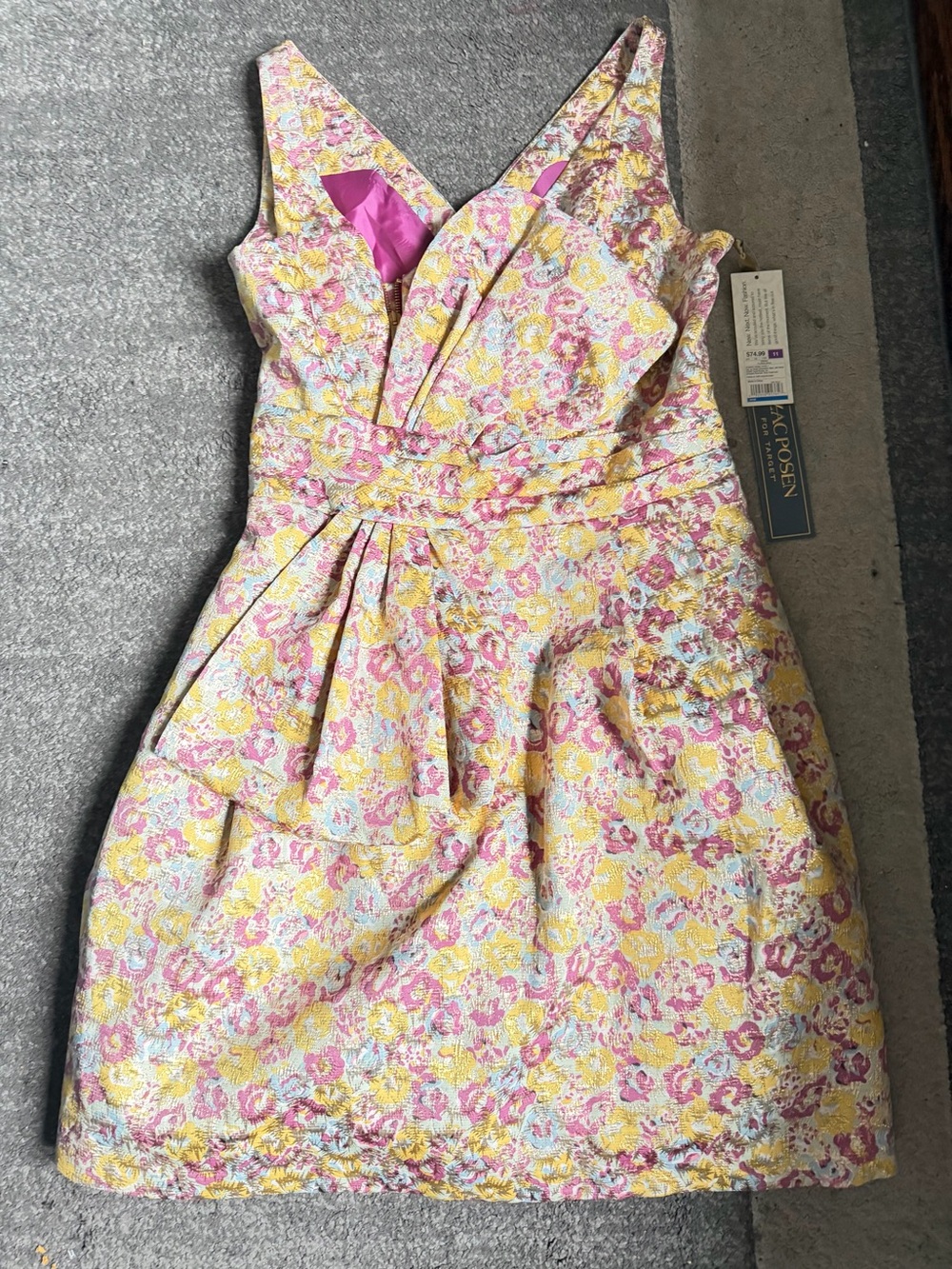 Zac Posen for Target Brand New Pink and Yellow Floral V-Neck Party Dress